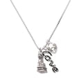 thumbnail image 1 of Delight Jewelry Silvertone Fu Dog - Love and Lock Charm Necklace, 18"+1", 1 of 4