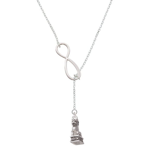 Delight Jewelry Silvertone Fu Dog Silver tone Elegant Infinity Lariat Necklace
