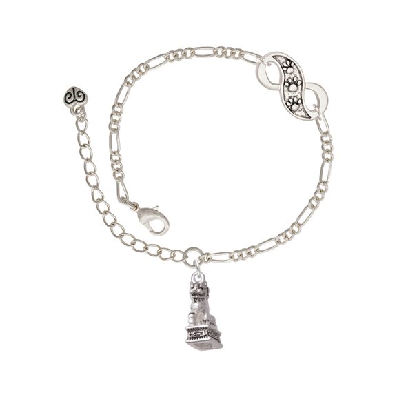 Delight Jewelry Silvertone Fu Dog Silver-tone Paw Infinity Link Chain Bracelet, 6"+2" Extender