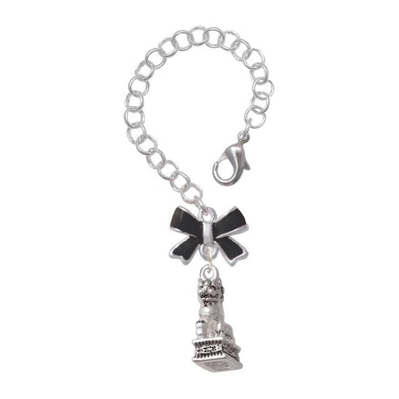 Delight Jewelry Silvertone Fu Dog - Silvertone Black Bow Charm Accessory for Tumblers and Thermal Cups