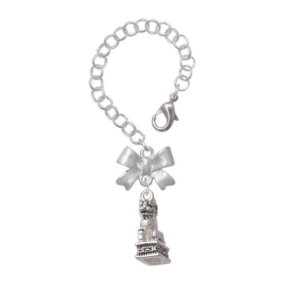 Delight Jewelry Silvertone Fu Dog - Silvertone Bow Charm Accessory for Tumblers and Thermal Cups