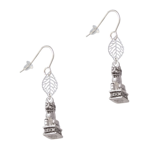 Delight Jewelry Silvertone Fu Dog Silvertone Leaf French Earrings