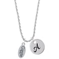 thumbnail image 1 of Delight Jewelry Silvertone Giggle Oval Silvertone Script Initial Disc - A - Charm Necklace, 20"+3", 1 of 4