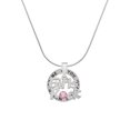 thumbnail image 1 of Delight Jewelry Silvertone Girls Rock with Light Pink Crystal Silver-tone You Mean the World to Me Ring Necklace, 18", 1 of 4