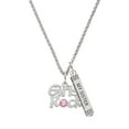 thumbnail image 1 of Delight Jewelry Silvertone Girls Rock with Light Pink Crystal Silvertone Always My Sister Bar Charm Necklace, 23", 1 of 4