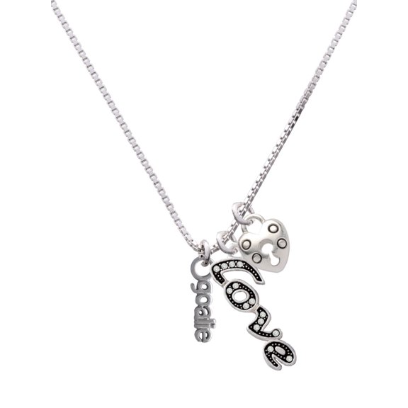 Delight Jewelry Silvertone Goalie - Love and Lock Charm Necklace, 18"+1"