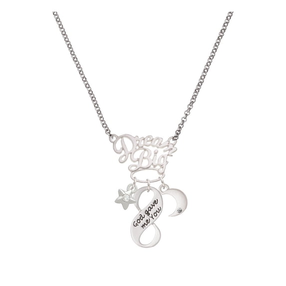 Delight Jewelry Silvertone God Gave Me You Infinity Sign Silvertone Dream Big Pendant Necklace, 25"