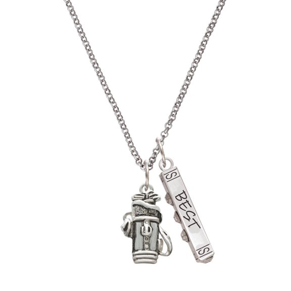 Delight Jewelry Silvertone Golf Club Bag Silvertone Best Friends Forever Bar Charm Necklace, 23"