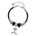 thumbnail image 1 of Delight Jewelry Silvertone Golf Clubs with Golf Ball Wife Celtic Knot Leather Bead Bracelet, 7"+2" Extender, 1 of 4