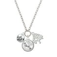 thumbnail image 1 of Delight Jewelry Silvertone Good Luck Disc with Cutout Four Leaf Clover Let Things Go Fall Zoey Charm Necklace, 28", 1 of 4