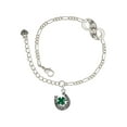 thumbnail image 1 of Delight Jewelry Silvertone Good Luck Horseshoe with Green Four Leaf Clover Silver-tone Paw Infinity Link Chain Bracelet, 6"+2" Extender, 1 of 3