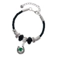 thumbnail image 1 of Delight Jewelry Silvertone Good Luck Horseshoe with Green Four Leaf Clover Lil Sister Celtic Knot Leather Bead Bracelet, 7"+2" Extender, 1 of 4