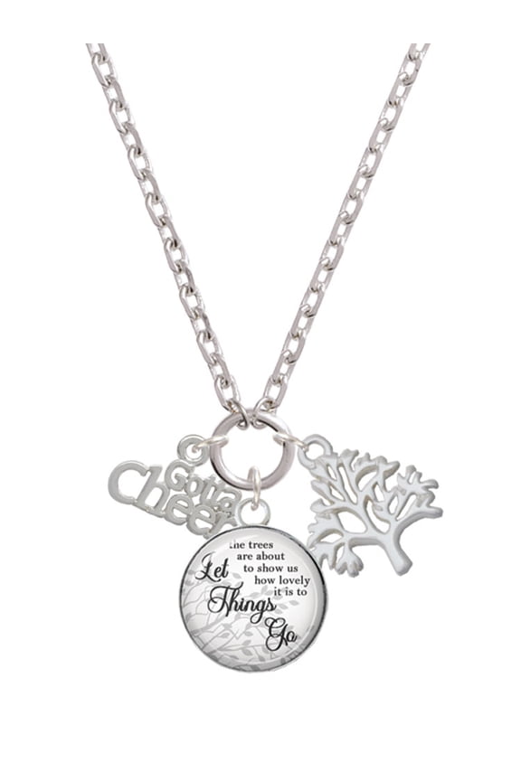 Silvertone Gotta Cheer Let Things Go Fall Zoey Charm Necklace, 28"