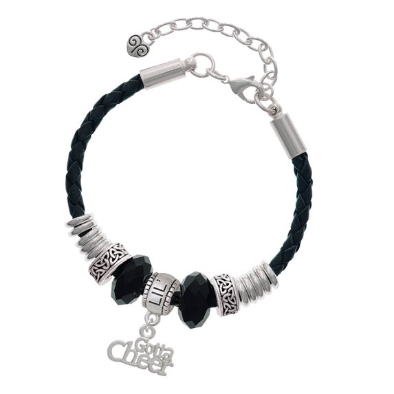 Delight Jewelry Silvertone Gotta Cheer Middle Sister Celtic Knot Leather Bead Bracelet, 7"+2" Extender