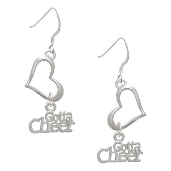 Delight Jewelry Silvertone Gotta Cheer Open Heart French Earrings