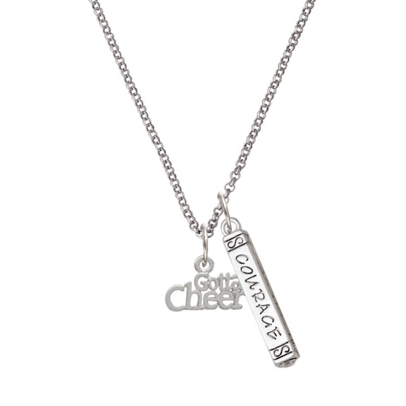 Delight Jewelry Silvertone Gotta Cheer Silvertone Courage Strength Wisdom Honesty Bar Charm Necklace, 23"