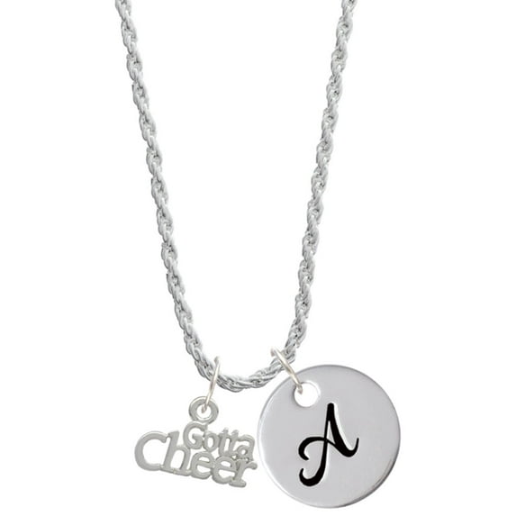 Delight Jewelry Silvertone Gotta Cheer Silvertone Script Initial Disc - A - Charm Necklace, 20"+3"