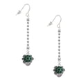 thumbnail image 1 of Delight Jewelry Silvertone Green Enamel 2-D Turtle Spinner - Silver-tone Long Sparkle Dangle French Earrings, 1 of 4