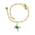 thumbnail image 1 of Delight Jewelry Silvertone Green Frog with Crystals Gold-tone Paw Infinity Link Chain Bracelet, 6"+2" Extender, 1 of 3
