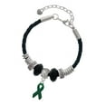 thumbnail image 1 of Delight Jewelry Silvertone Green Ribbon Daughter Celtic Knot Leather Bead Bracelet, 7"+2" Extender, 1 of 4