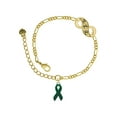 thumbnail image 1 of Delight Jewelry Silvertone Green Ribbon Gold-tone Paw Infinity Link Chain Bracelet, 6"+2" Extender, 1 of 3