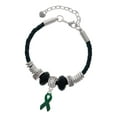 thumbnail image 1 of Delight Jewelry Silvertone Green Ribbon Mother Celtic Knot Leather Bead Bracelet, 7"+2" Extender, 1 of 1