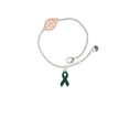 thumbnail image 1 of Delight Jewelry Silvertone Green Ribbon - Rose Goldtone Leaf Delicate Bracelet, 6.25+1.75", 1 of 3