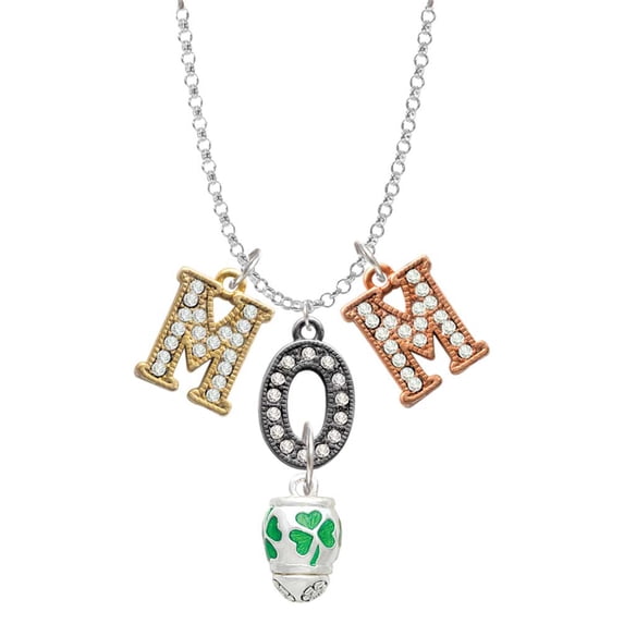 Delight Jewelry Silvertone Green Shamrock Spinner Multi-Colored Crystal Mom Charm Necklace