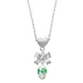 thumbnail image 1 of Delight Jewelry Silvertone Green Shamrock Spinner Silver tone Bow Heart Necklace, 1 of 4