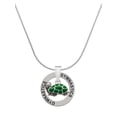 thumbnail image 1 of Delight Jewelry Silvertone Green Side Turtle Gymnastics Ring Charm Necklace, 18", 1 of 4