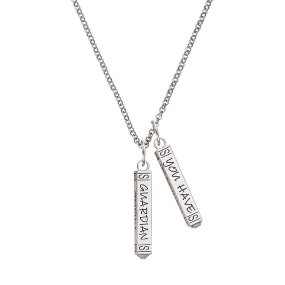 Delight Jewelry Silvertone Guardian Angel Bar Silvertone Live the Life You Have Imagined Bar Charm Necklace, 23"