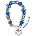 thumbnail image 1 of Delight Jewelry Silvertone Guardian Angel over Heart Blue Paw Print Bead Bracelet, 7"+2", 1 of 4