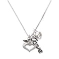 thumbnail image 1 of Delight Jewelry Silvertone Guardian Angel over Heart - Love and Lock Charm Necklace, 18"+1", 1 of 4