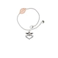 thumbnail image 1 of Delight Jewelry Silvertone Guardian Angel over Heart - Rose Goldtone Leaf Delicate Bracelet, 6.25+1.75", 1 of 4