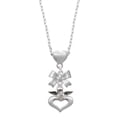 thumbnail image 1 of Delight Jewelry Silvertone Guardian Angel over Heart Silver tone Bow Heart Necklace, 1 of 4