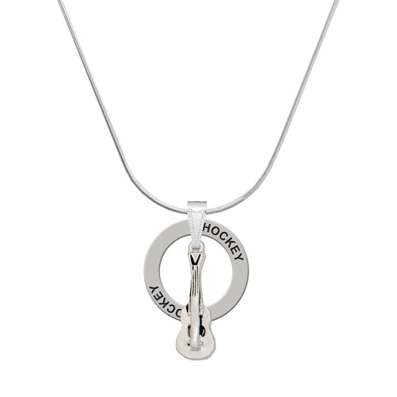 Delight Jewelry Silvertone Guitar Hockey Ring Charm Necklace, 18"