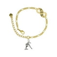 thumbnail image 1 of Delight Jewelry Silvertone Gymnast Balance Beam Gold-tone Paw Infinity Link Chain Bracelet, 6"+2" Extender, 1 of 3