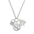 thumbnail image 1 of Delight Jewelry Silvertone Hammered Lock with Heart and Clear Crystals Let Things Go Fall Zoey Charm Necklace, 28", 1 of 4