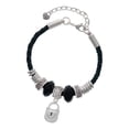 thumbnail image 1 of Delight Jewelry Silvertone Hammered Lock with Heart and Clear Crystals Niece Celtic Knot Leather Bead Bracelet, 7"+2" Extender, 1 of 4