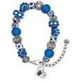 thumbnail image 1 of Delight Jewelry Silvertone Hand Print Heart Blue Paw Print Bead Bracelet, 7"+2", 1 of 4