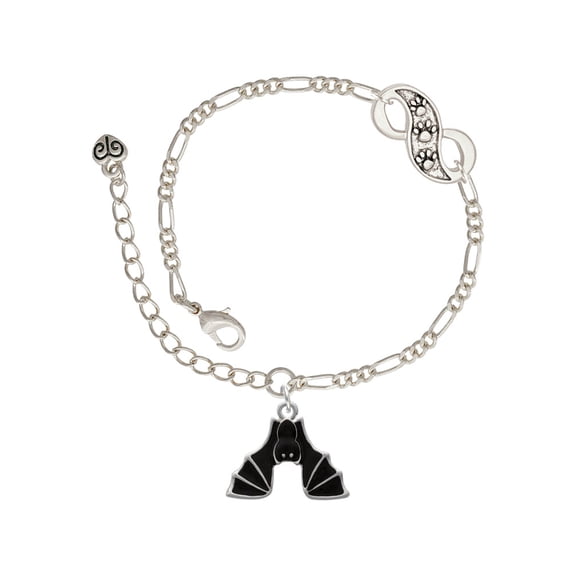 Delight Jewelry Silvertone Hanging Bat Silver-tone Paw Infinity Link Chain Bracelet, 6"+2" Extender
