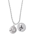 thumbnail image 1 of Delight Jewelry Silvertone Happy Moon Silvertone Script Initial Disc - A - Charm Necklace, 20"+3", 1 of 4
