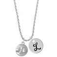 thumbnail image 1 of Delight Jewelry Silvertone Happy Moon Silvertone Script Initial Disc - L - Charm Necklace, 20"+3", 1 of 4
