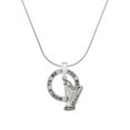 thumbnail image 1 of Delight Jewelry Silvertone Harp Silver-tone You Mean the World to Me Ring Necklace, 18", 1 of 4