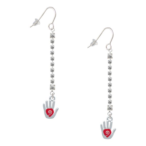 Delight Jewelry Silvertone Healing Hand - Silver-tone Long Sparkle Dangle French Earrings