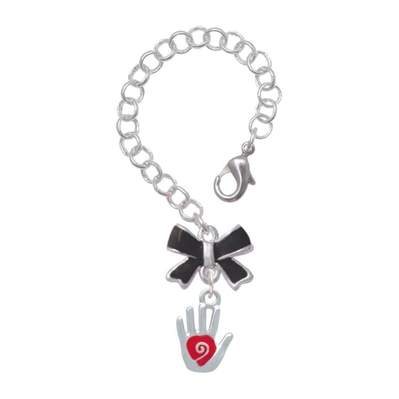 Delight Jewelry Silvertone Healing Hand - Silvertone Black Bow Charm Accessory for Tumblers and Thermal Cups
