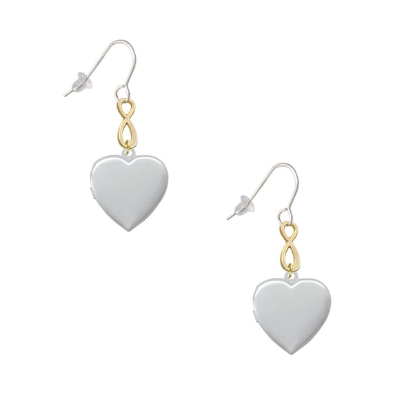 Delight Jewelry Silvertone Heart Locket Gold Tone Infinity French Earrings