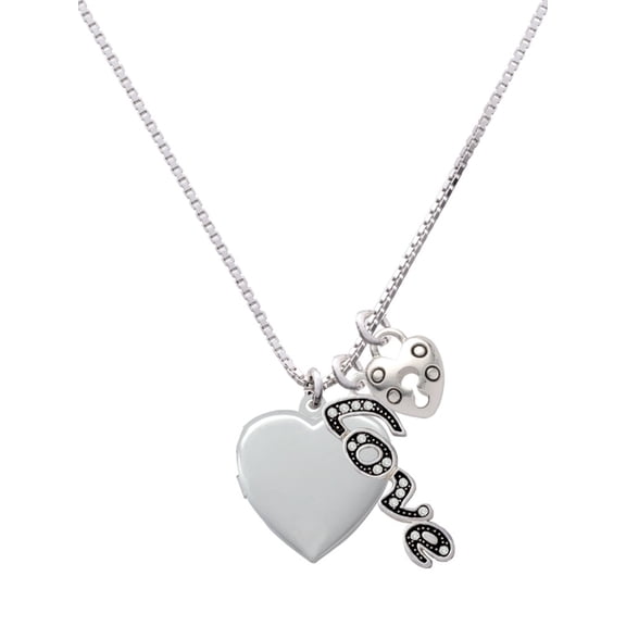 Delight Jewelry Silvertone Heart Locket - Love and Lock Charm Necklace, 18"+1"
