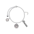 thumbnail image 1 of Delight Jewelry Silvertone Heart Outline - Round Seal Silvertone Dream Big Charm Bracelet, 7.5+2" Extender, 1 of 4