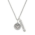 thumbnail image 1 of Delight Jewelry Silvertone Heart Outline - Round Seal Silvertone Guardian Angel Bar Charm Necklace, 23", 1 of 4